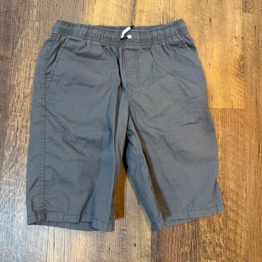 Cat & Jack Boys Gray Chino Shorts Boys L 12/14 Elastic Waist Cotton Twill Summer